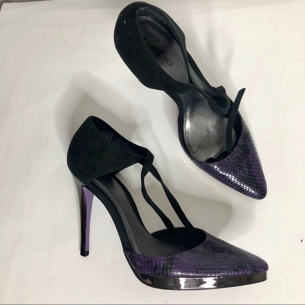 Bebe Black Ankle Strap Stiletto